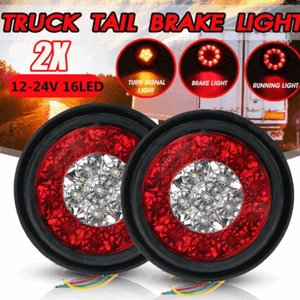 2X 4"inch Round LED Truck Trailer Stop Turn Tail Brake Lights Waterproof 16-LED - Bild 1 von 17