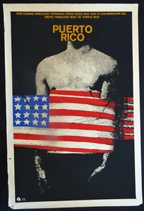 PUERTO RICO/Cartel de serigrafía cubano audaz 1975 para película anticolonialista cubana - Imagen 1 de 8
