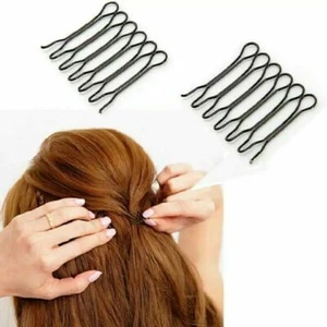 Pinza per capelli a forma di U chignon impugnature marrone ondulato salone squalo invisibile 2024 |U.S - Foto 1 di 9