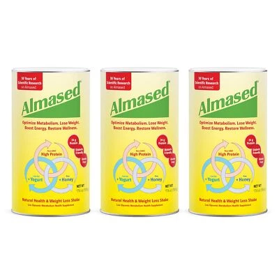 Paquete de 3 bebidas en polvo de reemplazo de comidas Almased de 17,6 onzas potenciadores del metabolismo Foto 1 de 4