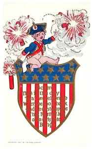 Postal del Tío Sam Bare Bottom Child del 4 de julio de 1907 sin publicar Rose Co. - Imagen 1 de 2