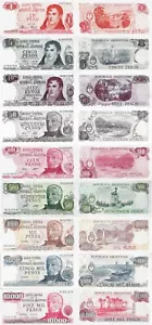 Argentina Set 9 piezas 1+5+10+50+100+500+1000+5000+10000 pesos Pick 287-306 UNC - Imagen 1 de 1