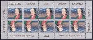 Mini hoja Letonia 1996 Yvert #387 Europa CEPT MNH VF - Imagen 1 de 1