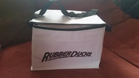Akron Rubberducks 6-Pack Cooler 4/20/19 SGA Not a Bobblehead Cover
