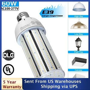 60W LED Corn Light Bulb E39 Mogul Base Warehouse Lamp 5000K Daylight AC100-277V - Picture 1 of 11