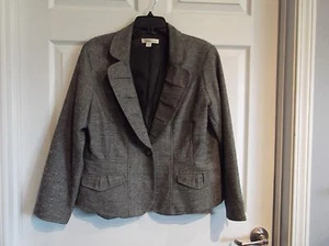 EUC Coldwater Creek blazer petite 14 long sleeve fully lined black white tweed * - Picture 1 of 5