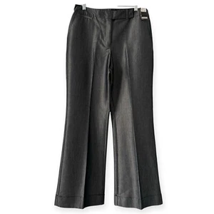 New York Company Pants Womens 14 Gray City Stretch Wide Leg Cuffed Trouser New - Picture 1 of 16
