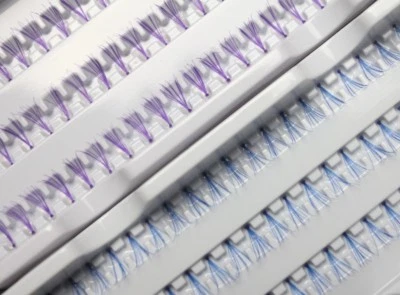 Pestañas postizas individuales extensiones de racimo 10D azul púrpura rojo marrón color Foto 1 de 4