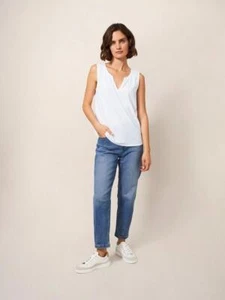 White Stuff Laila Women's Vest Ladies Cotton Sleeveless T-Shirt Notch Neck Tee - Picture 1 of 54