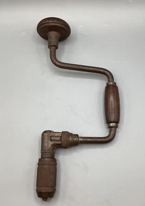VINTAGE MERIT TOOLS USA HAND DRILL 10" Wood Handles-Primitive Tool-Rustic Decor - Picture 1 of 4