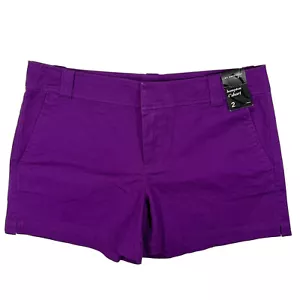 NWT New York and Company ~Women's Sz 2 Purple Twill Hampton 4" Short MSRP $26.95 - Picture 1 of 18