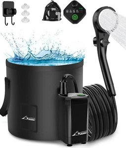 Portable Shower Camping Shower Camp Outdoor Shower Pump Electric Rechargeable - Picture 1 of 63