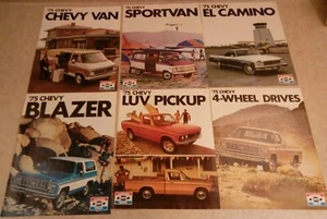 LOTOF 6 1975 CHEVROLET CHEVY TRUCK VAN BLAZER LUV EL CAMINO SHOWROOM BROCHURE GM - Picture 1 of 7