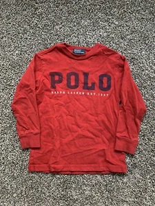 Polo Ralph Lauren Spell Out T-Shirt Youth Unisex Size 4/4T Red Polo Sport - Picture 1 of 5