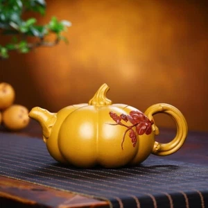 Pumpkin Shape Master Tea Pot Marked Handmade Pot Classical 14 Infuser Holes New - Picture 1 of 12