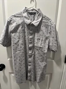 Travis Mathew Shirt Size XL Gray AOP Short Sleeve Button Up - Picture 1 of 10
