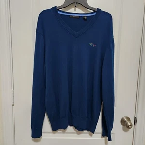Maglione Greg Norman uomo L scollo a V blu manica lunga cotone maglione golf preppy - Foto 1 di 5