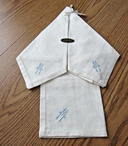 3 Vintage Hankies Monogram Initial M Embroidered Blue Cotton New - Picture 1 of 12
