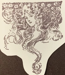 Sello de goma Art Nouveau mujer con flores sin montar - Imagen 1 de 2