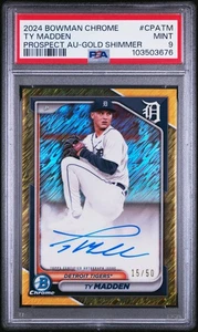 2024 Bowman Chrome Prospect Autographs #CPATM Ty Madden Gold Shimmer PSA 9 - Picture 1 of 2
