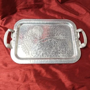 MCM Continental Hand Wrought Silverlook 735 Hammered Aluminum Tray With Handles - Picture 1 of 9