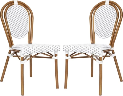 Silla Lourdes Comercial Interior/Exterior Thonet Bistro Stack - Blanco/Gris PE Ratt Foto 1 de 4