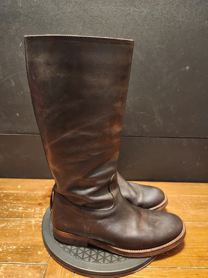 CLÁSICAS Ralph Lauren Cuero Envejecido Moto Montar Botas Occidentales Talla 8 Negras Foto 1 de 4