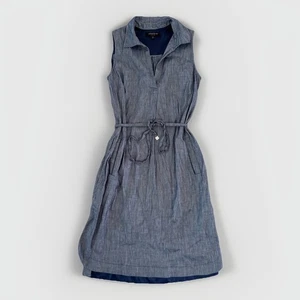 Lafayette 148 Linen Blend Chambray Dress Sleeveless Shift w Pockets Small EXC - Picture 1 of 7
