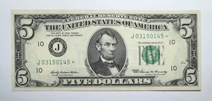 1969 $5 Federal Reserve Star Note Kanas City, Missouri UNC - Picture 1 of 2