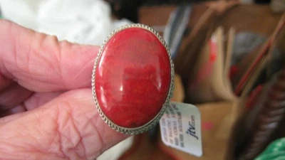 NUEVO CON ETIQUETAS ANILLO SARDA PLATA ESTERLINA, TALLA 9, CORAL Foto 1 de 4
