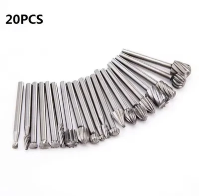 Kit 20 Punte Frese Per Dremel E Mini Trapano In Acciaio da 3mm Per Lavorazioni - Image 1 of 4