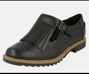 Clarks Griffin Mia Black Leather Shoes Buckle Fastened UK Size 2 E EUR 34. - Picture 1 of 7