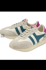 Gola Boston 78 Women 7 Off White Teal Purple Classics Retro Running Sneakers GUC - Picture 1 of 17