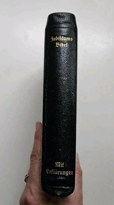 Jubilaums Bibel - 1964 German Bible Leather Martin Luthers Mit Erflarungen VTG Foto 1 de 4