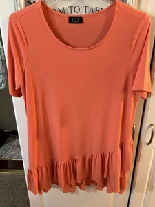 LTX Sportswear 1XL Women’s Orange Tunic Short Sleeves Ruffle Detail Plus - Picture 1 of 4