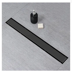 Scarico doccia lineare SaniteModar 24 pollici NERO con inserto piatto e piastrelle 2 in 1 - Foto 1 di 15