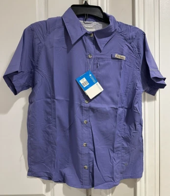 Columbia PFG Button Up Shirt Youth Boys Size M Vented Omni Shade Purple NEW NWT - Image 1 of 4