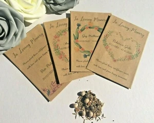 10 x Personalised Wild flower Seed Favours Memorial Sympathy Funeral Remembrance - Picture 1 of 2