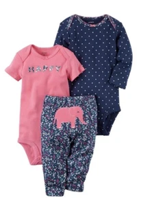 Carters Baby Girls 3-Piece Character Set Happy Elephant Pink PREEMI up to 7lbs - Picture 1 of 1