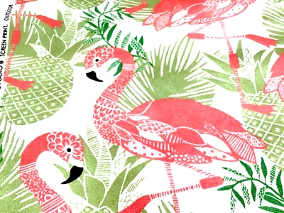 Outdoor Fabric Pillow COVER PK Studio Flamingo Pineapple zipper closure 24 x24 - Image 1 of 4