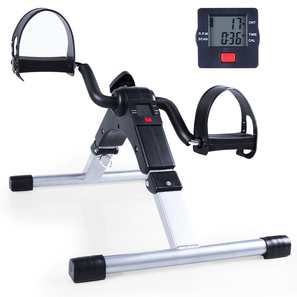 AGM Mini Exercise Bike Under Desk Pedal Arm/Leg Trainer LCD Display Silver