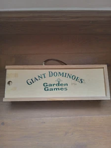 Giant Garden Dominoes In Wooden Storage Box In used good Condition - Picture 1 of 7