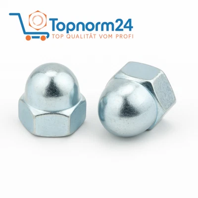 Hutmutter DIN 1587 hohe Form galvanisch verzinkt Muttern M3 - M12 - Bild 1 von 2