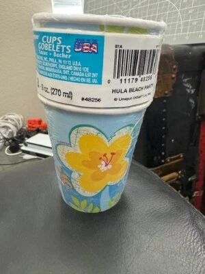 Único 8ct. Hula Beach Party 9oz. Tazas de papel frías/calientes vajilla para fiestas nuevas Foto 1 de 2