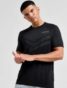 Technicals Chevron T-Shirt Mens-Black Gym Top-ALL SIZES-Genuine-RRP £35 - Picture 1 of 5