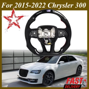 Carbon Fiber LED Flat Sport Steering Wheel Fits For 2015-2022 Chrysler 300 - Picture 1 of 9