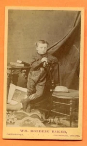 CDV PHOTOGRAPH OF A YOUNG BOY IGUANA ON FLOOR BY WM RONDEAU BAKER COLLINGWOOD ON - Picture 1 of 1