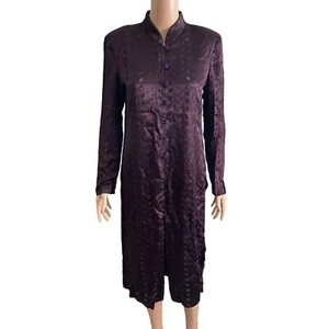 Vintage Jessica Howard Maxi Dress Med Purple Eyelet Satin Mandarin Collar - Picture 1 of 15
