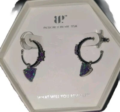 Bomb Party Earrings RBP7009 “When Love Arrives” LG Amethyst Fire Opal Rhodium - Image 1 of 2