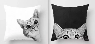 5 PIECE CAT SET! 2 CAT PILLOWS, 2 CAT WALL DECAL SET, CAT PAW STICKIES!  - Image 1 of 4